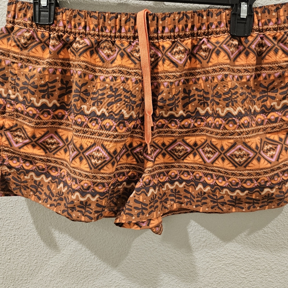 Women's Tribal Print Shorts - Orange